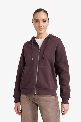 Defacto Relax Fit Kapüşonlu Basic Düz Kalın Fermuarlı Sweatshirt C1809ax25aubn340 Kahve-bn340