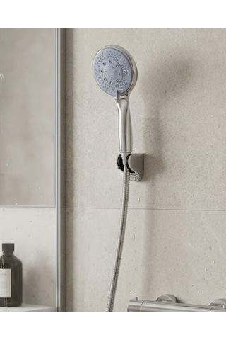 Çok Fonksiyonlu 4 Kademeli El Duşu Seti Spiral Hortumlu Banyo Duş Başlığı Gümüş