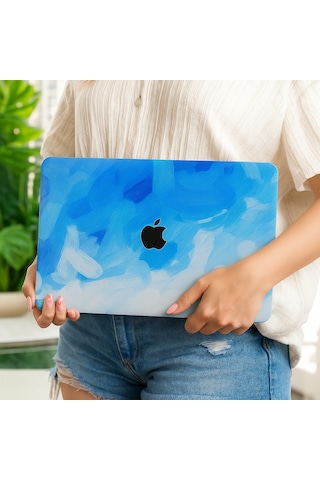 Apple Uyumlu MacBook Air 13 M1 Kılıf Sert Kapak İnce Hafif Darbe Çizilme Koruma Touch Id 13.3 İnç Açık Mavi