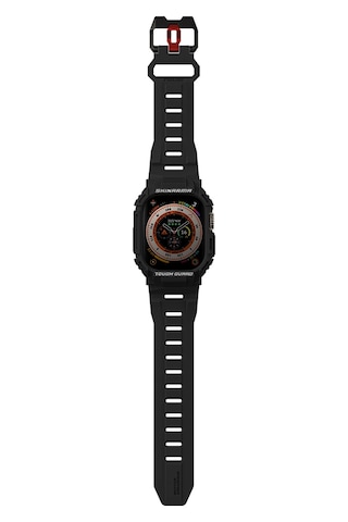 Watch Ultra 49mm Uyumlu 2in1 Tpu Kasa Koruyuculu Silikon Kordon Skinarma Mecha Siyah Siyah