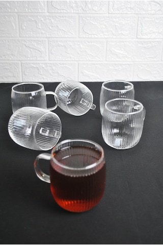 Borosılıkat Cam Kupa Kulplu Bardak Çay Kahve Meşrubat Bardağı 395