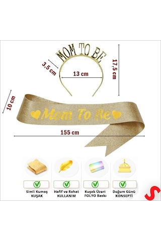Mom To Be Taç Ve Kuşak Seti - Altın