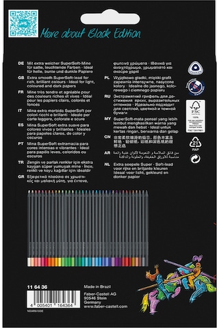 Faber-Castell Renkli kalemler Blackwood, Black Edition, 36'lı kutu