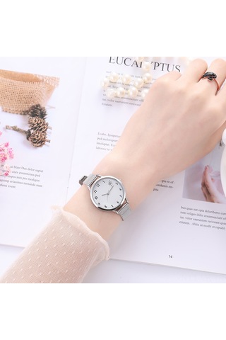 Vkemall Bayanlar İçin Kaliteli Kuvars Hareketli Kol Saati - Pırlanta İşlemeli Yuvarlak Gövde, Paslanmaz Çelik Bant, Zamanı Hassas Takip Et Diğer