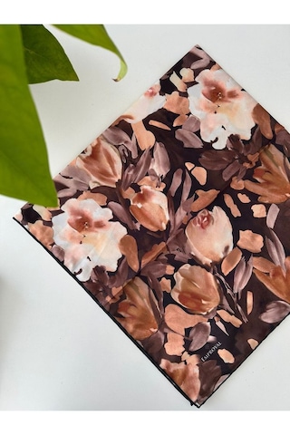 Emproyal Pastoral Desen Line Eşarp Acı Kahve