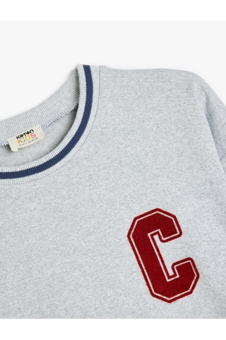 Koton Sweatshirt Uzun Kollu Bisiklet Yaka Baskı Detaylı Gri 5wkb10206tk Gri