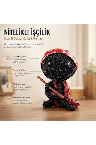 Örgü Tasarımlı Polyester Ninja Voodoo Biblo Savaşçı Figür Dekoratif Obje Genç Odası Hediyelik 18 Cm 42860331