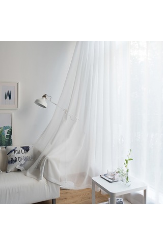 Qingmipy Yarı Şeffaf Voile Perdeler, Oturma Odası Ve Yatak Odası İçin, 39''x98'' Beyaz 2 Panelli Diğer