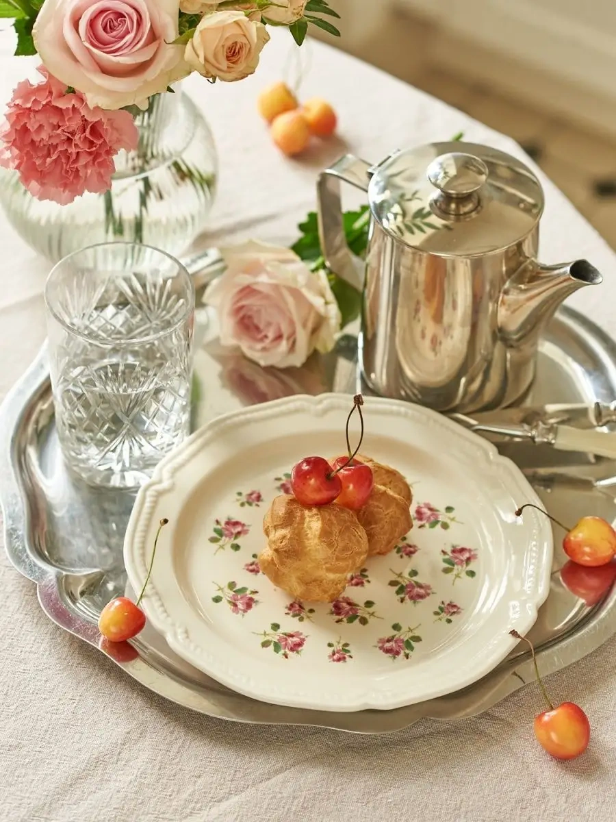 Roomi Desenli Düz Seramik Tabak 19.5 Cm, Hediye 113310986 Beyaz