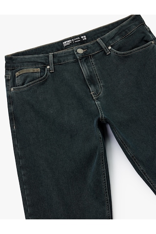 Koton Normal Bel Pamuklu Straight Fit Jean Pantolon - Mark Jean Petrol 6wam40059nd PETROL