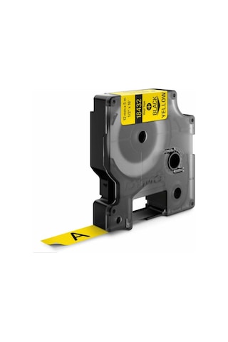 Dymo Rhinopro 18432 Sarı/Siyah Renkli Vinil Şerit 12 MM X 5.5 M