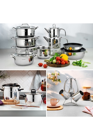 Set-116//863428//830420//831359 - Schafer Steel Master 24 Parça Çeyiz Seti Gümüş