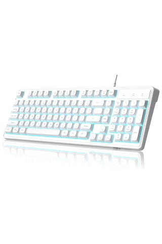 MageGee GK980 98 Tuş Rainbow Kablolu Membran Gaming Beyaz Klavye