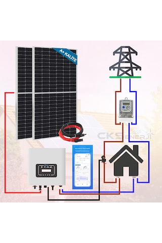 Şebeke Destekli On-grid Solar Güneş Enerji Sistemi 10kw Monofaze 6.6kwh