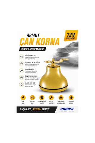 12v Armut Çan Korna Universal Metal Gövdeli Güçlü Sesli Araç Kornası