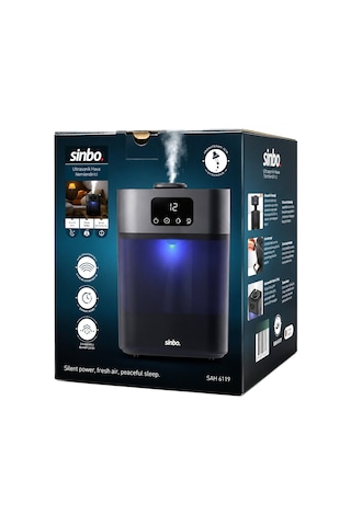 Sinbo Sah-6119 Ultrasonik Hava Nemlendirici Siyah - 5,5 Lt Su Haznesi 3 Kademe Buhar Ayarı 7 Renk Gece Lambası
