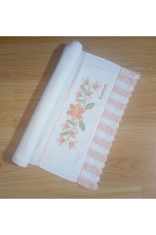 El Ve Yüz Havlusu,nakışlı Beyaz Çiçekli 50x88cm Çok Renkli