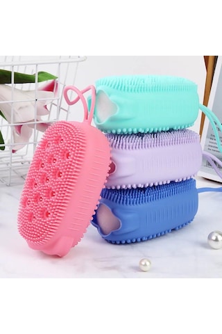 Silikon Vücut Scrubber Yumuşak Köpük Banyo Fırçası Duş Peeling Sünger Masaj Cilt Temizleyici Temizleme Pedi Banyo Aksesuarı