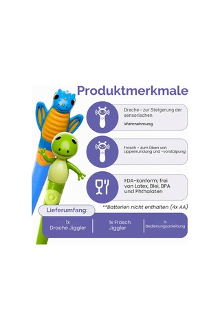 Talktools Jiggler Kurbağa Ve Ejderha Çiğnenebilir Oral Yüz Masaj Aleti, 2'li Oral Duyusal Masaj Seti Çocuklar İçin Sakinleştirici Motor Terapisi