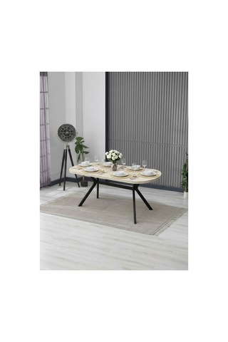 Nova Traverten Masa Takımı 6 Adet Sandalye/90x170 Cm Yemek Masası Gri Gri