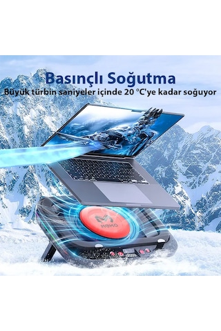 Memo Fl08 7 Seviyeli Yükseklik Ayarlanabilir Dizüstü Bilgisayar Soğutucu Yükseltici Braket Turbo Fan Soğutma Radyatörü
