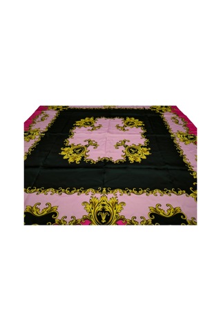 Tikitonki Otantik Desenli Kare Kesim Saten Pembe Eşarp Pembe Pembe