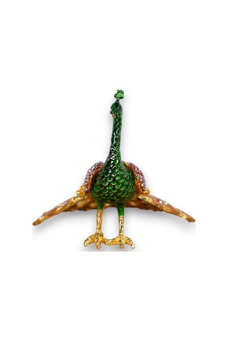 Aşağı Kuyruklu Tavuskuşu Biblo Taşlı & Zarif Dekoratif Obje 10 X 17 CM 727616081