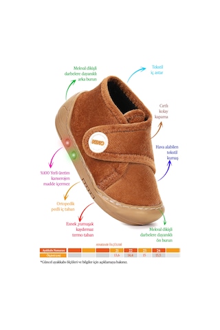 Kiko Kids Petri Günlük Işıklı Erkek Bebek Ev Okul Kreş Panduf Taba Taba