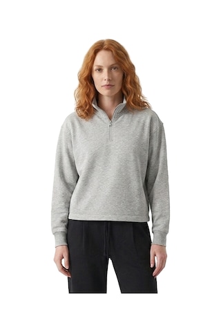 Sportive Cleo Zip Neck Kadın Gri Günlük Stil Sweatshirt 26yk0006-kml