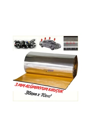 Araç Oto Ses Isı Yalıtım Bandı 3mm X 30cmx10metre Alüminyum Folyolu Kauçuk Bant Izolasyon Malzemesi