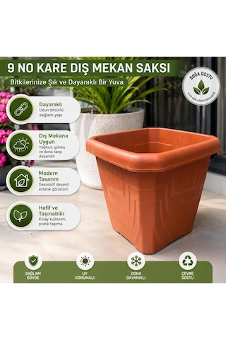 Kare Dış Mekan Saksısı 43x43x40 Cm Büyük Boy Plastik Bahçe Saks