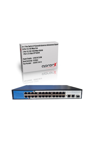 apronx 24 port poe 350w switch 10/100 24 poe + 2 uplink + 1sfp