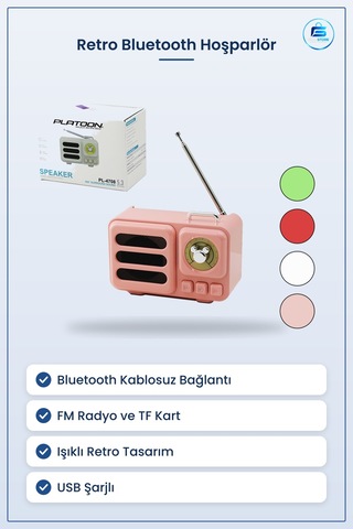 Bluetooth Hoparlör Retro Taşınabilir Işıklı Usb Şarjlı Tf Kart Fm