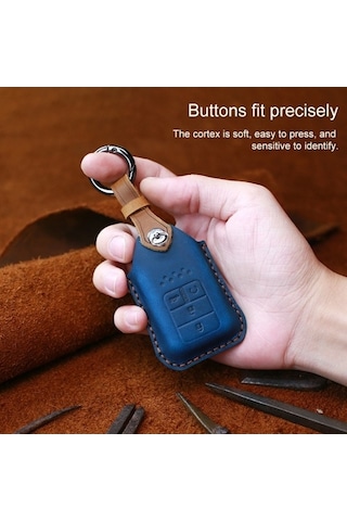 Tongxida Honda Üç Anahtar Sığır Derisi Anahtarlık Kırmızı