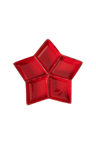 Mudo Home Star Bölmeli Sunum Tabağı 27cm Kırmızı