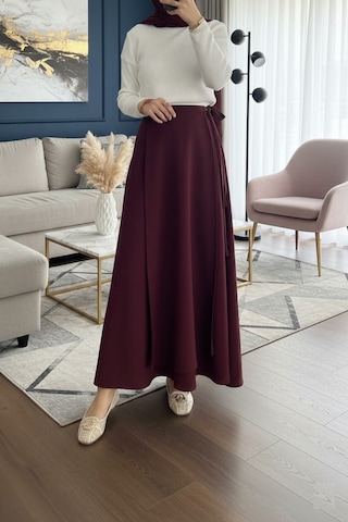 Unika Boutique Yandan Bağlamalı Tesettür Uzun Etek Bordo