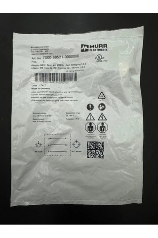 Mura Adaptor M8 Male 3 Pole/ M12 Female Conf. 1, 3, 4 Mfr 7000-88521-0000000