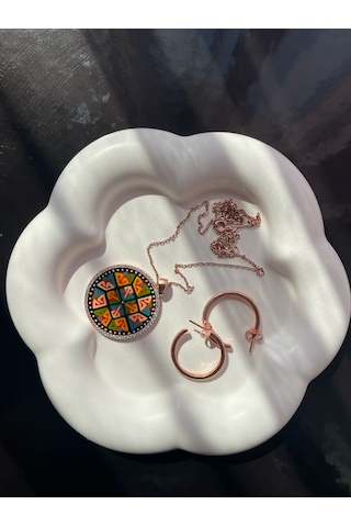 Çiçek Dekoratif Tabak Mum/takı/sunum Tabağı 1