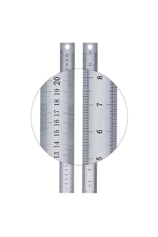 30cm 12 İnch - Çift Taraflı Paslanmaz Çelik Metal Cetvel - Kalınlık 1mm