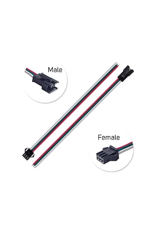 2 Adet 3 Pin Jst Sm 10cm Kablo Erkek Dişi Çifti Bağlantı Soketi Led Konnektör Şerit Led Rgb Ws2812b Ws2811