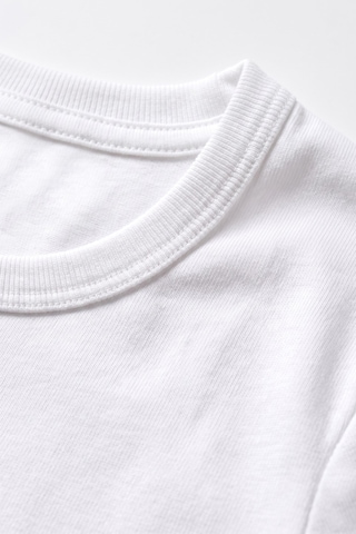 Öts Erkek Çocuk %100 Pamuk T-shirt Ribana Açık Yaka Özel Tasarım 7009 Beyaz