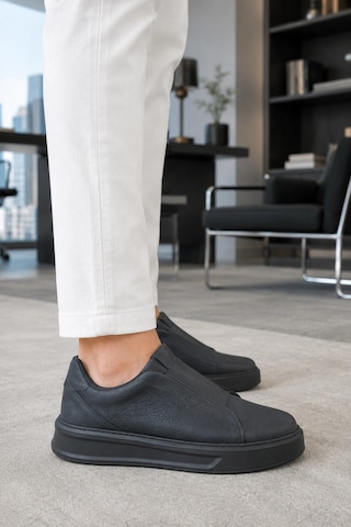 Mevese İnfua Bağcıksız Cilt Erkek Günlük Casual Sneaker Ayakkabı Siyah