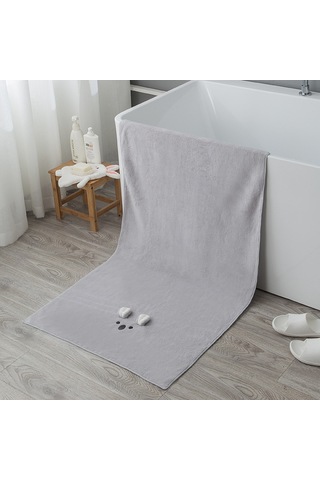 Mufunye Kareli Kuru Saç Şapkası, Yumuşak Koral Kadife, Hızlı Su Emici, Japon-kore Kartoon Tavşan Kulaklı, Banyo Kullanıma Uygun Gri, 70x140 Cm Diğer