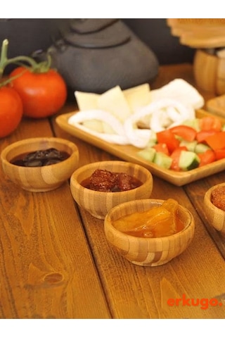 6 Adet Bambu Sunum Kasesi, Çerezlik, Kase, Servis Kasesi, Sosluk, Reçel Kasesi