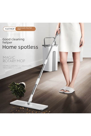 Shineyee Ev İçi Kuru/ıslak Kullanıma Uygun Ultra İnce Lifli Mop Seti - Ellerden Temizleme Gerektirmeyen 3 Bez + Sepet + Mop