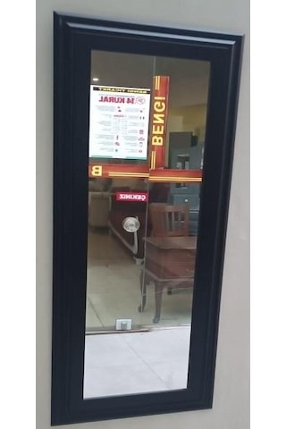 Mdf Lam Kenar Siyah Flotal Ayna Kutuda Sevk El Yapım Duvar Boy Aynası 45x115 CM