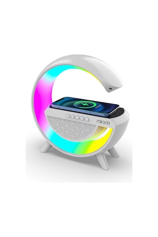 Mikado Md-g111 Beyaz 10w 1800mah Bt/tf/usb/15w Wireless Şarj Rgb Işıklı Speaker