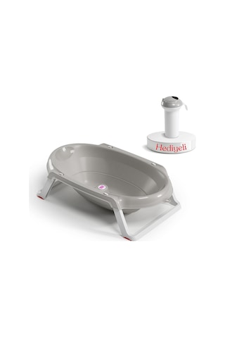 Okbaby Onda Slim Katlanır Bebek Küveti A.Gri + Splash Bebek Duşu