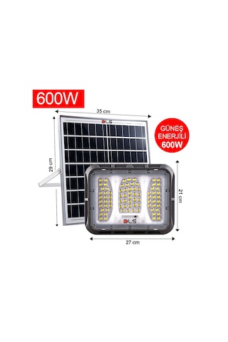 Dls 600w Güneş Enerjili Solar Led Projektör Harici Solar Panelli, 5 Metre Kablolu, Hareketli Konsollu 504-600-01