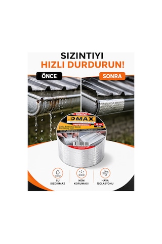 Dmax 96 Mm X 2 M Sakız Sızdırmaz Bant Butil Alüminyum Folyo İzolasyon Ve Tamir Bandı Su, Nem Ve Hava Sızdırmaz